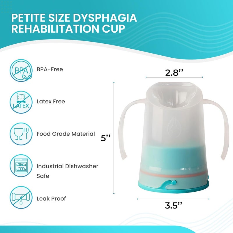 RJE Petite Dysphagia Regulating Drinking Cup for Difficulty Swallowing Disorders (5 oz) – Controlled Sips Cup Prevents Aspiration - 2 Handles for Secure Grip - Adjustable 4cc-12cc, Made in Canada - Image 2